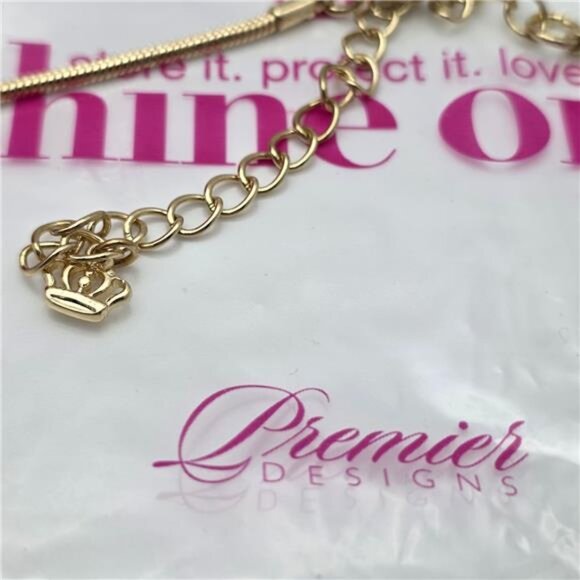 Premier Designs Statement Pendant Necklace 35 In Gold Tone Asymmetrical Crystal - Picture 5 of 6